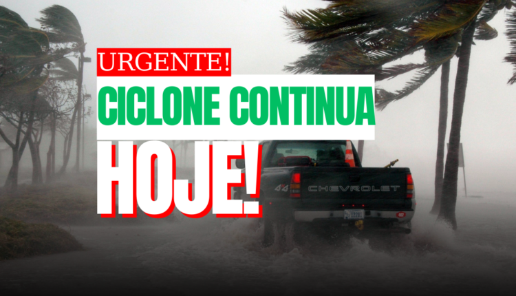 Ciclone extratropical que chegou ao sul na última quarta-feira deve seguir causando estragos e temporais. Imagem: noticiadamanha.com.br.