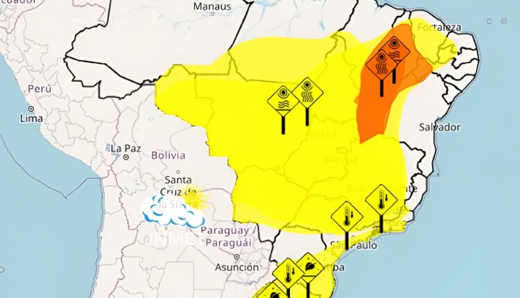 No total, quatro estados receberam alerta amarelo, significando perigo considerável para uma brusca queda na temperatura. Rajada de vento e chuva também já estão previstas.