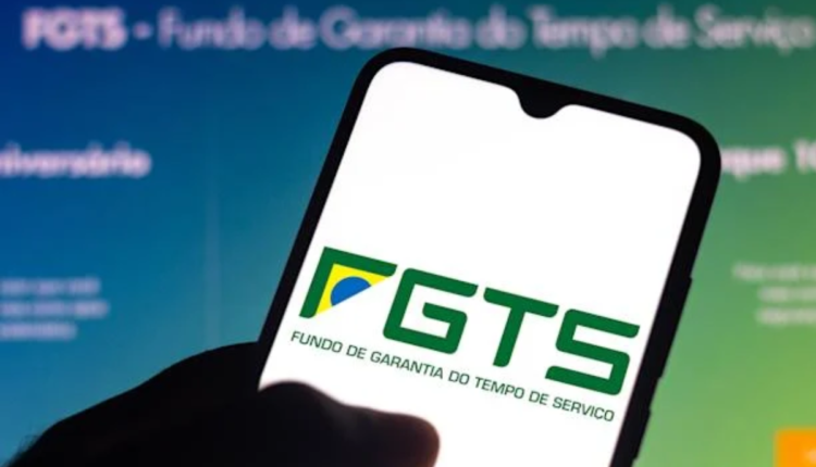 Tela de um celular com a logo do FGTS.