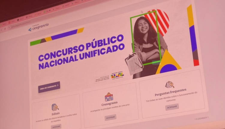 Tela do site do Concurso Nacional Unificado.