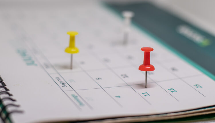 Calendário de feriados.