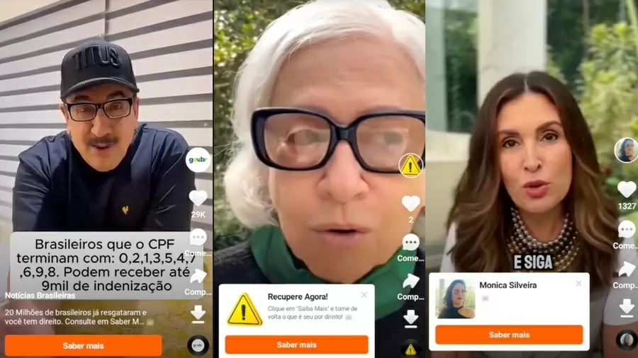 Vídeos de IA são usados frequentemente no golpe do Kwai.