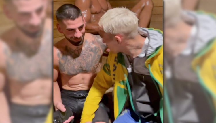 Ilia Topuria has respectful run-in with Charles Oliveira in sauna