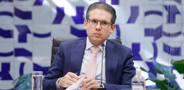 Presidente da Câmara, Hugo Motta (Republicanos-PB), em reunião com o colégio de líderes
