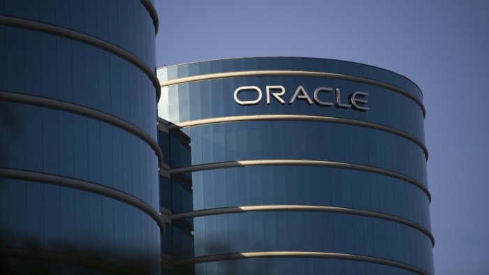 Oracle signage is displayed outside of the company’s headquarters in Redwood City, California, US