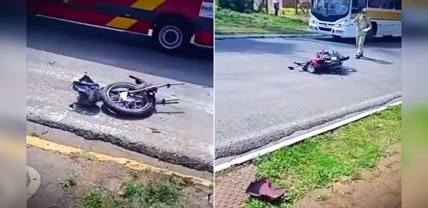 Moto parte ao meio após grave acidente em São Mateus do Sul