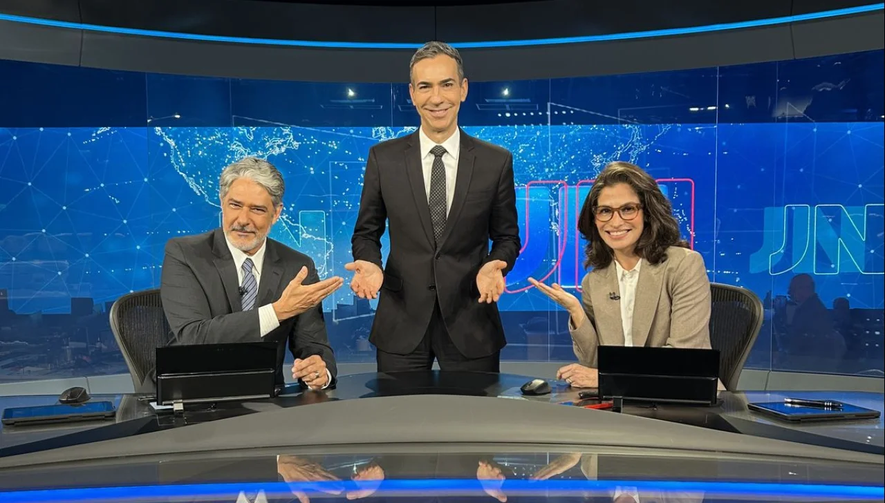 Bonner, Tralli e Renata. Foto: Divulgação/Globo