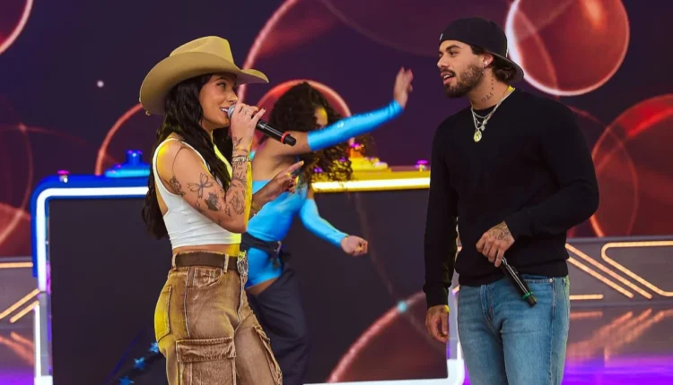 Ana Castela e Zé Felipe no Passa ou Repassa. Foto: Lê Taccilo/SBT