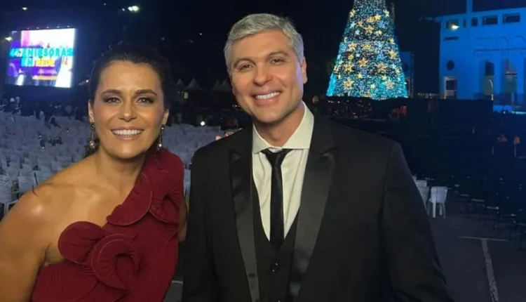 Adriana Araújo e Joel Datena no Natal Para o Bem. Foto: Band