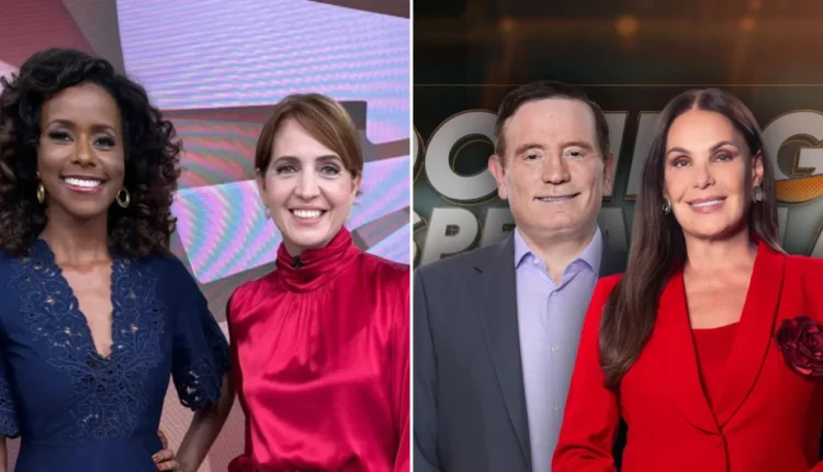 Âncoras do Fantástico e Domingo Espetacular. Fotos: Globo e Record