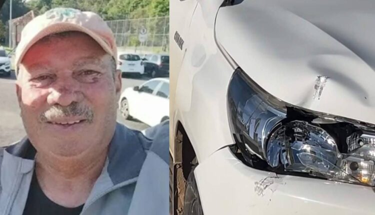 Idoso que morreu atropelado por caminhonete e veículo batido em montagem